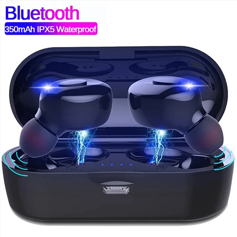 TWS IPX5 Bluetooth V5.0 наушники 3D стерео беспроводные мини с двойным микрофоном для