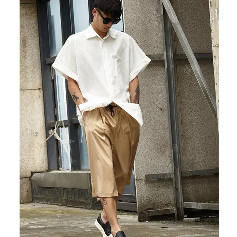 Мужская винтажная рубашка с коротким рукавом белая Повседневная мужская в стиле