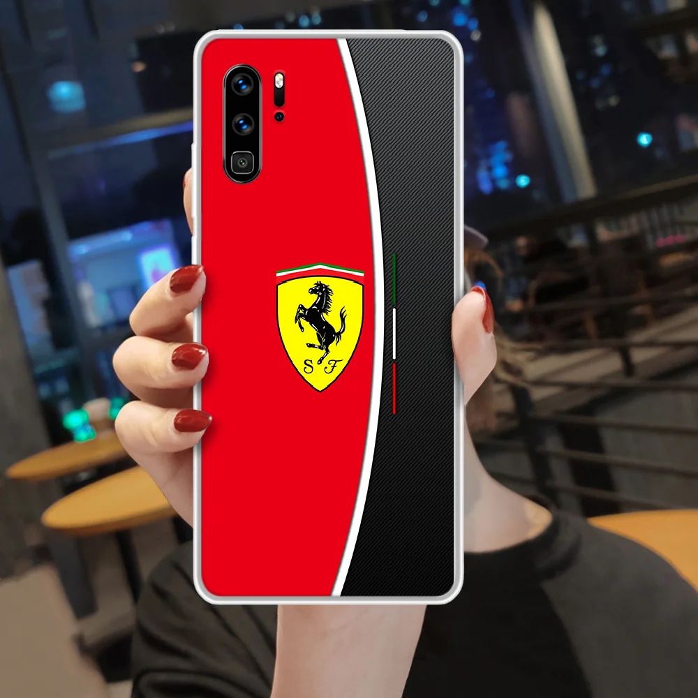 

Ferrari F1 luxury sport car Phone Case hull For HUAWEI p 8 9 10 20 30 40 smart Lite 2017 19 Pro Z transparent cover soft back