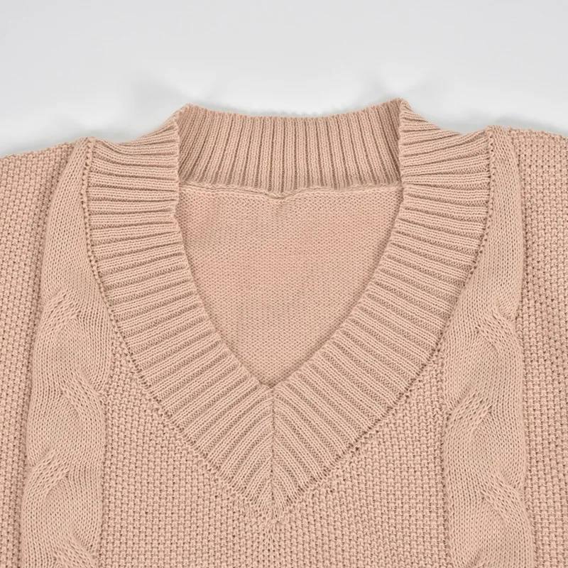 

Fanco 2020 Autumn and Winter Women Casual Sweater V-neck Stitching Womens Loose Solid Color Long Sleeve Sweaters