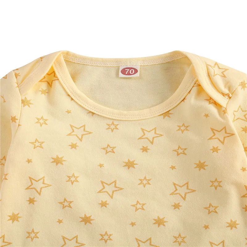 

0-24M Baby's 2 Pcs Set, Toddler Boy Girl Fresh Star Print O-neck Long Sleeve Top and Long Trousers