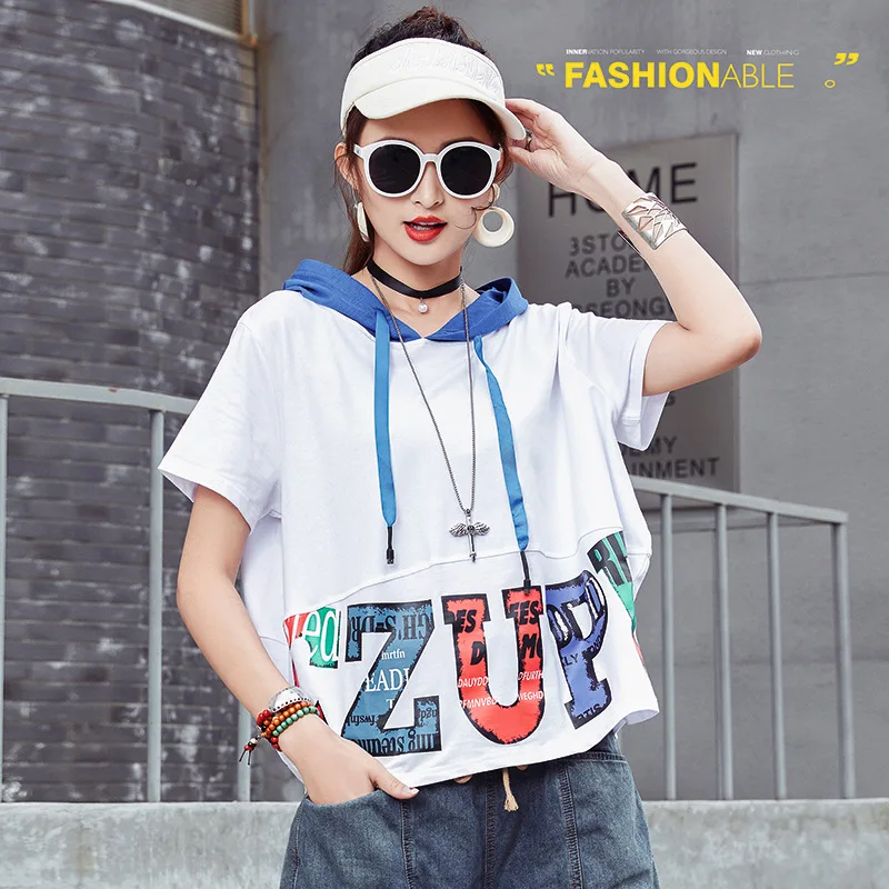 Женская футболка с капюшоном Max LuLu летняя Модная одежда роскошным принтом