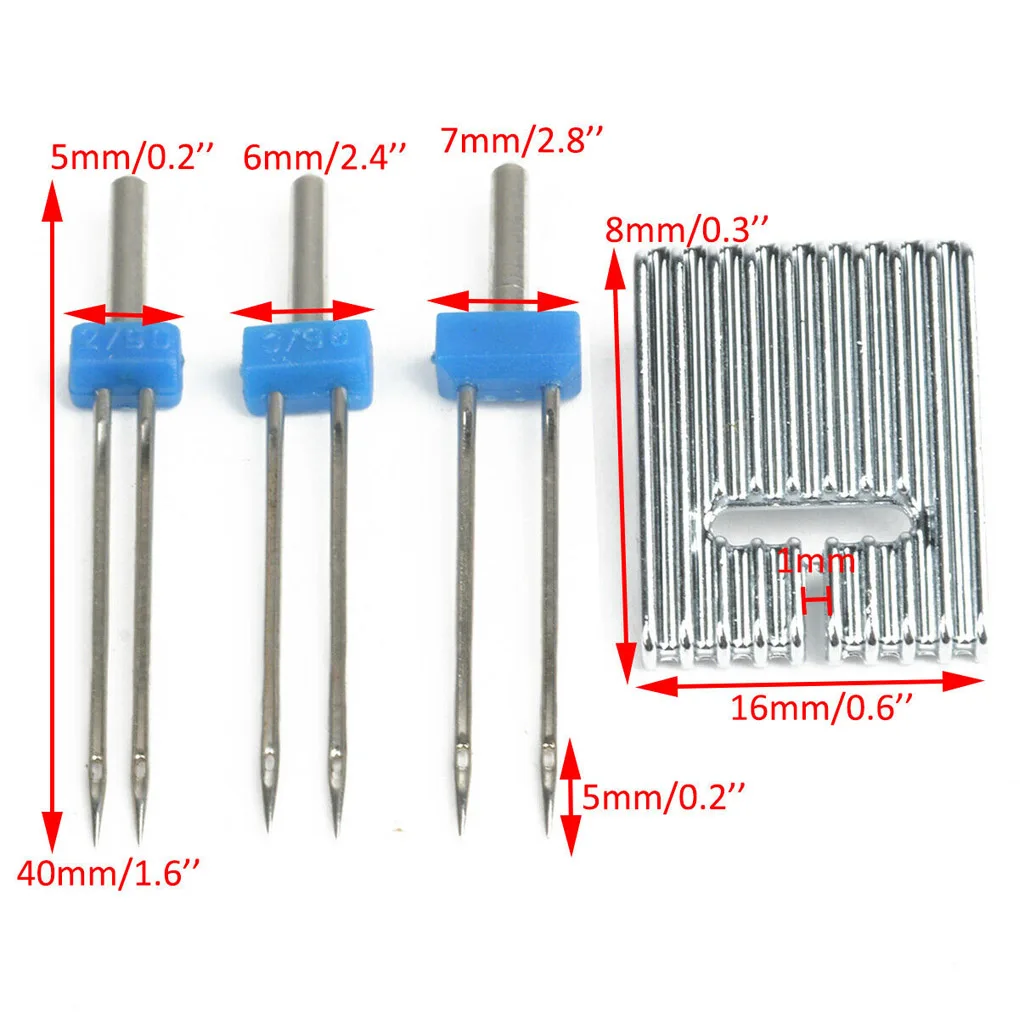 

3pcs Twin Needles Wrinkled Sewing Presser Foot Double Stretch Machine Needle Pins Sewing DIY Craft Tool 2mm/3mm/4mm