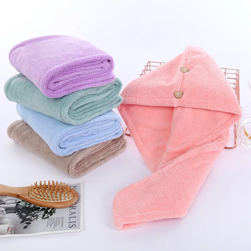 

Dry Hair Towel Women Shower Cap Microfiber Quick-drying Strong Water Absorbent Lady's Head Towel Home Bathing Dry Hair Hat