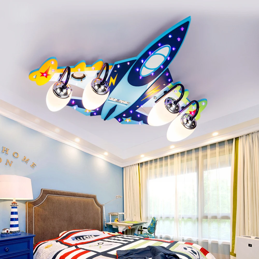 Потолочная лампа в виде самолета мультяшный светильник с дистанционным