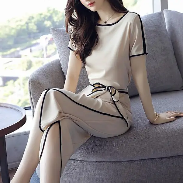 Широкие брюки комплект из двух предметов Топ и штаны Palazzo офисный женский