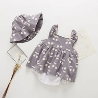 summer cotton sleeveless print romperhat 2pcs clothing sets baby clothes girl set baby boy clothes for newborn