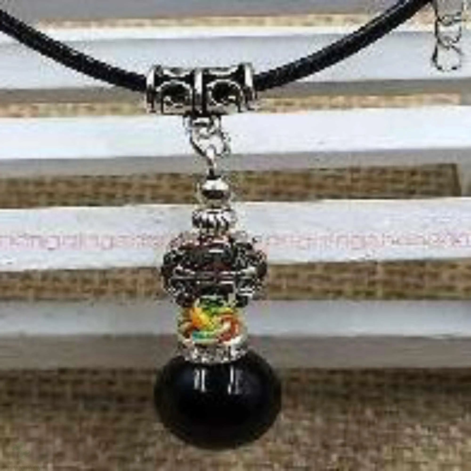 

Natural Obsidian gemstone pendant Tibet silver beads necklace Spirituality Colorful Wristband Handmade Buddhism Inspiration