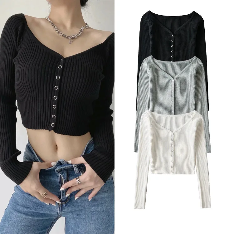 

Женский трикотажный кардиган Za, привлекательный стильный кардиган с открытыми плечами и одним воротником для ранней осени, женский топ с дл...