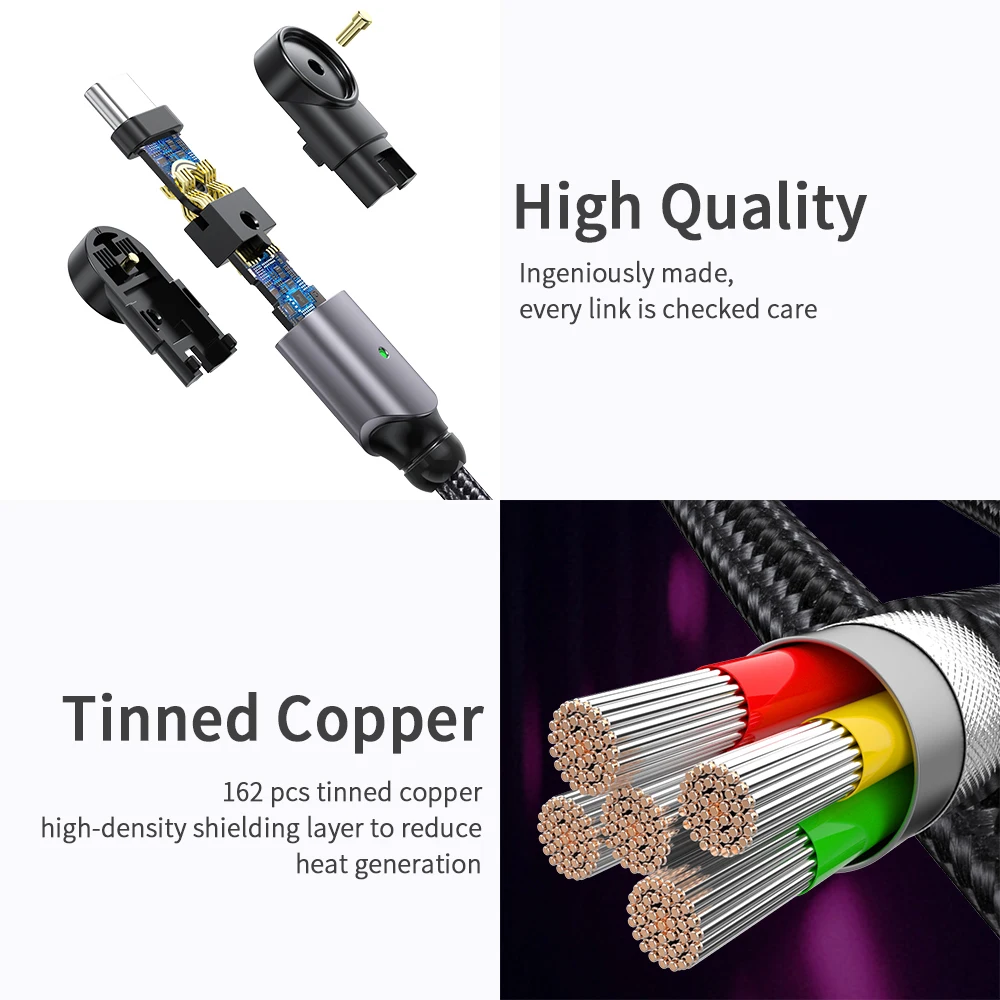 

YKSKR 180 Degree Rotation Type-C USB Cable Android Phone Data Cable for Huawei Mate 30 for Xiaomi Microusb Quick Charge Charger