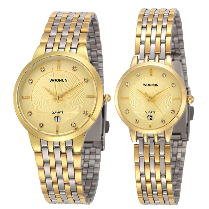 Couple Watches Lovers Watches Luxury Gold Stainless Steel Quartz Watch Luxury Business Watch Women Men reloj hombre reloj mujer chenxi lover watch men women top brand luxury gold couple watches stainless steel band quartz watch reloj de numero para mujer