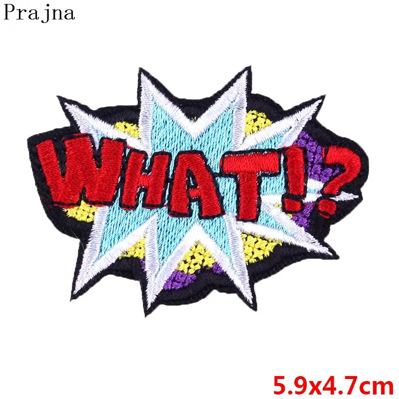

Prajna WOW HELLO POP Letters Cartoon Patch Embroidered Patches For Clothing Iron On Patches On Clothes Accessories Patches Badge