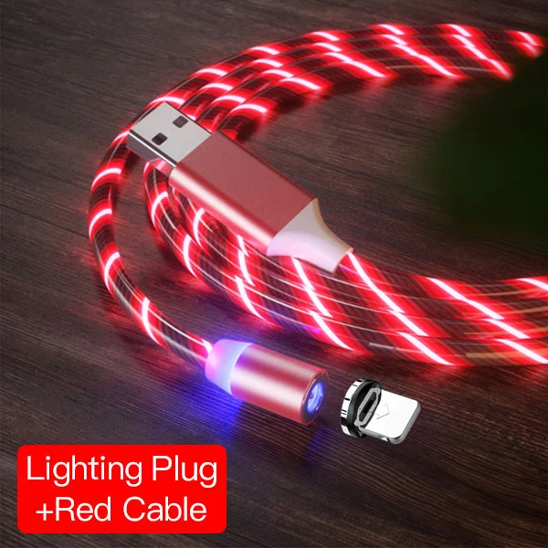 For iphone Red ACCEZZ Магнитный зарядный кабель для быстрой зарядки для iPhone X 8 7 ipad Mini Micro usb type C магнитное зарядное устройство для samsung Android Phone - Цвет: For iphone Red