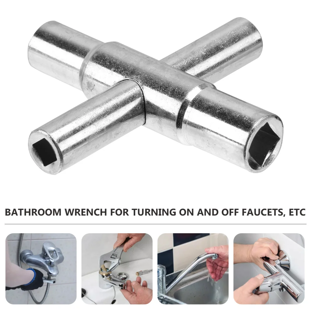 

1pc Multifunctional Cross Wrench Pipe Sewer Tube Wrench (Silver)