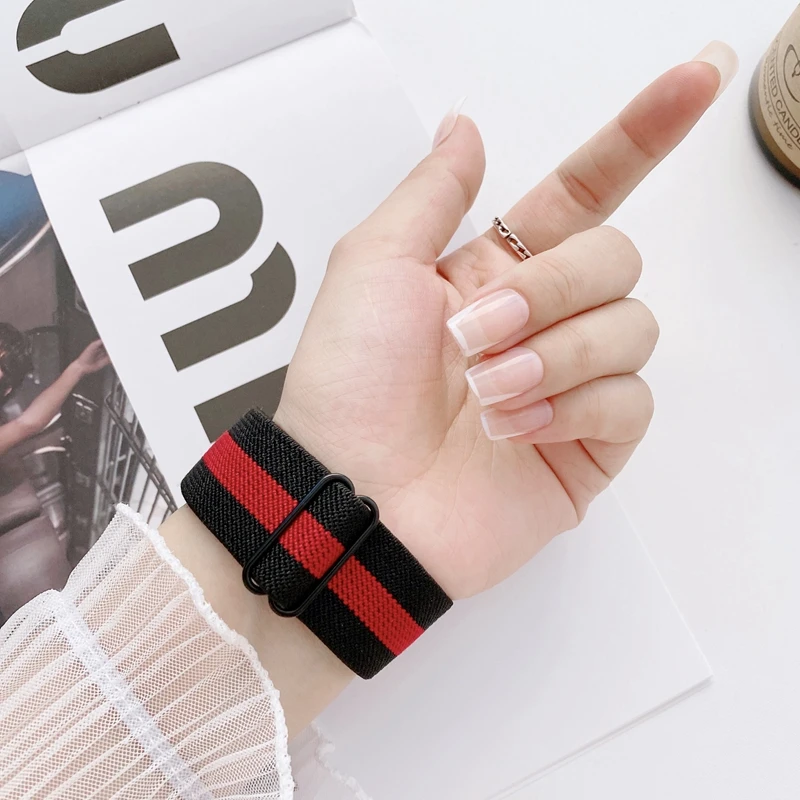 Ремешок Solo Loop нейлоновый для Apple watch band 44 мм 40 38 42 41 45 регулируемый строительный