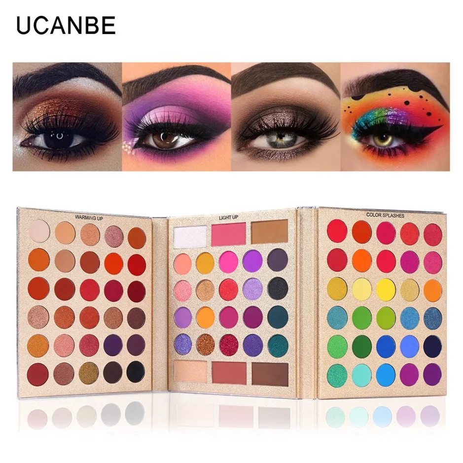 

UCANBE 86 Colors All-purpose Matte Shimmer Glitter Eyeshadow Makeup Playbook with Highlight Contour Blush Eye Face Cosmetics Set