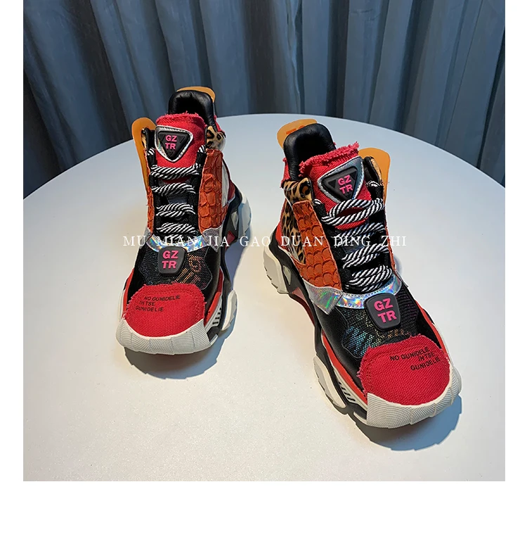 RY-RELAA women sneakers fashion high top sneakers ins wedge sneakers Genuine Leather rhinestone shoes white platform shoes