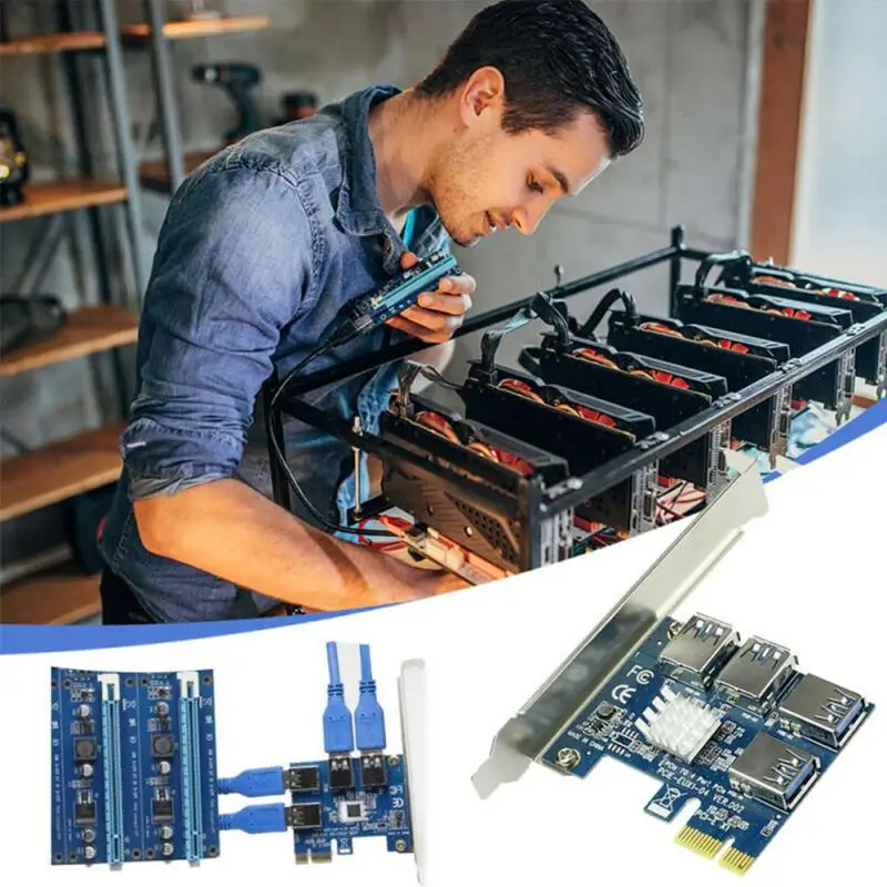 

For BTC Miner Mining PCI-E To PCI-E Adapter 1 Turn 4 PCI-Express Slot 1x To 16x USB 3.0 Special Riser Card PCIe Converter