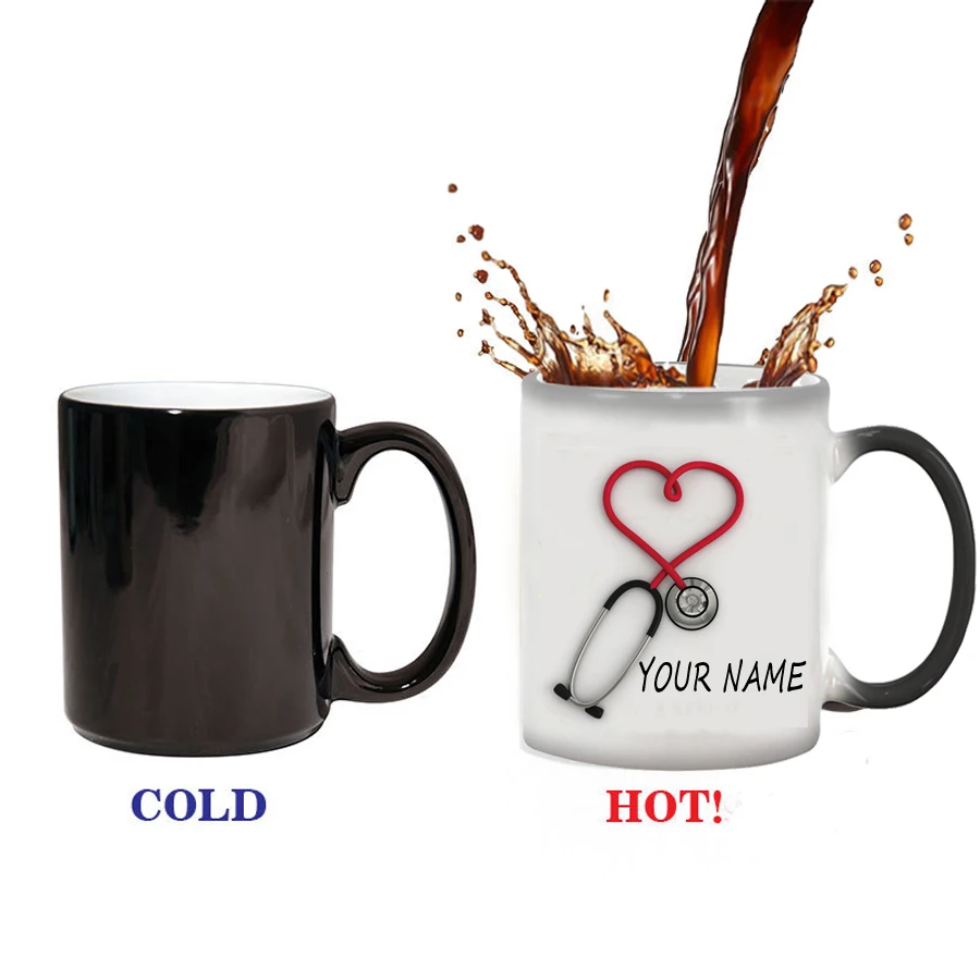 Персонализированная Подарочная кружка медсестер и врачей стетоскоп меняющие