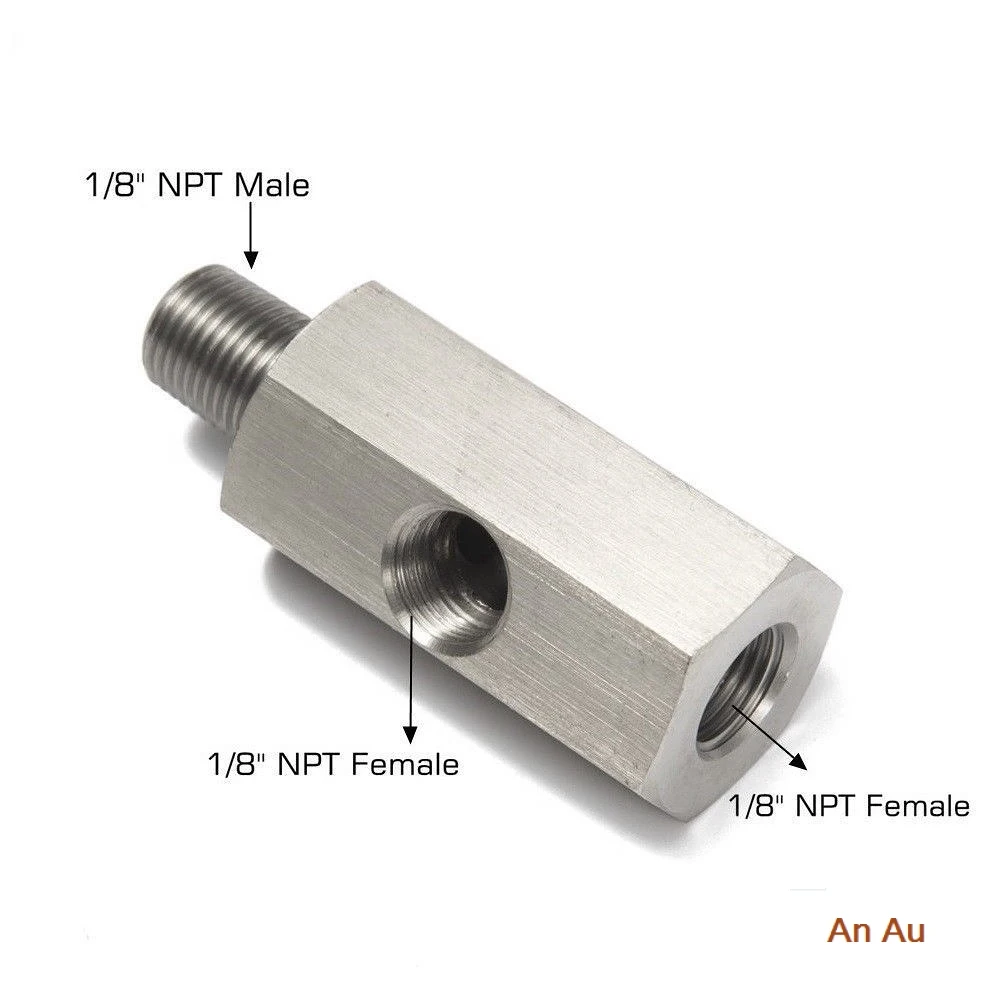 

Stainless Steel M10X1.0 1/8'' NPT Oil Pressure Sensor Tee to NPT Adapter Car SUV