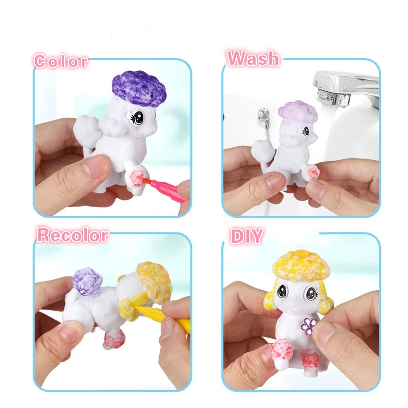 

14Pcs Diy Painting Animal Toy Set Graffiti Pet Tub Toy Washable Color Drawing Educational Toy Children Gift