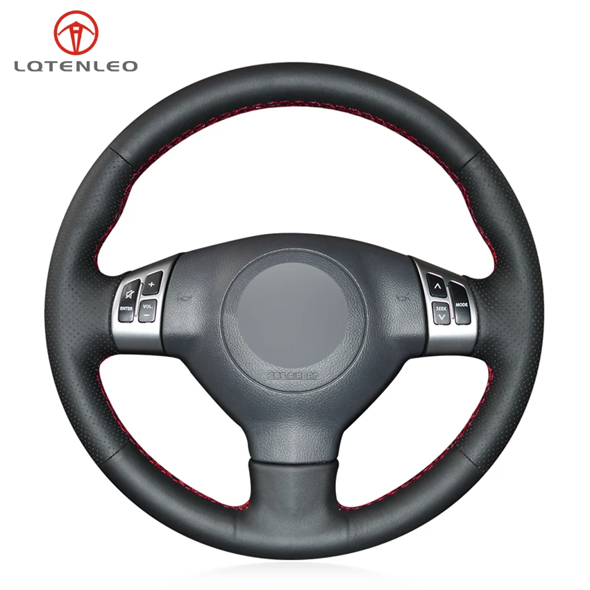 

LQTENLEO Black Genuine Leather Steering Wheel Cover For Suzuki Swift Sport 2005-2011 Splash 2007-2015 Opel Agila 2008-2015