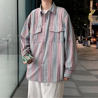 striped shirt mens korean long sleeved shirt japanese jacket autumn tide brand harajuku style jacket oversized button up shirt