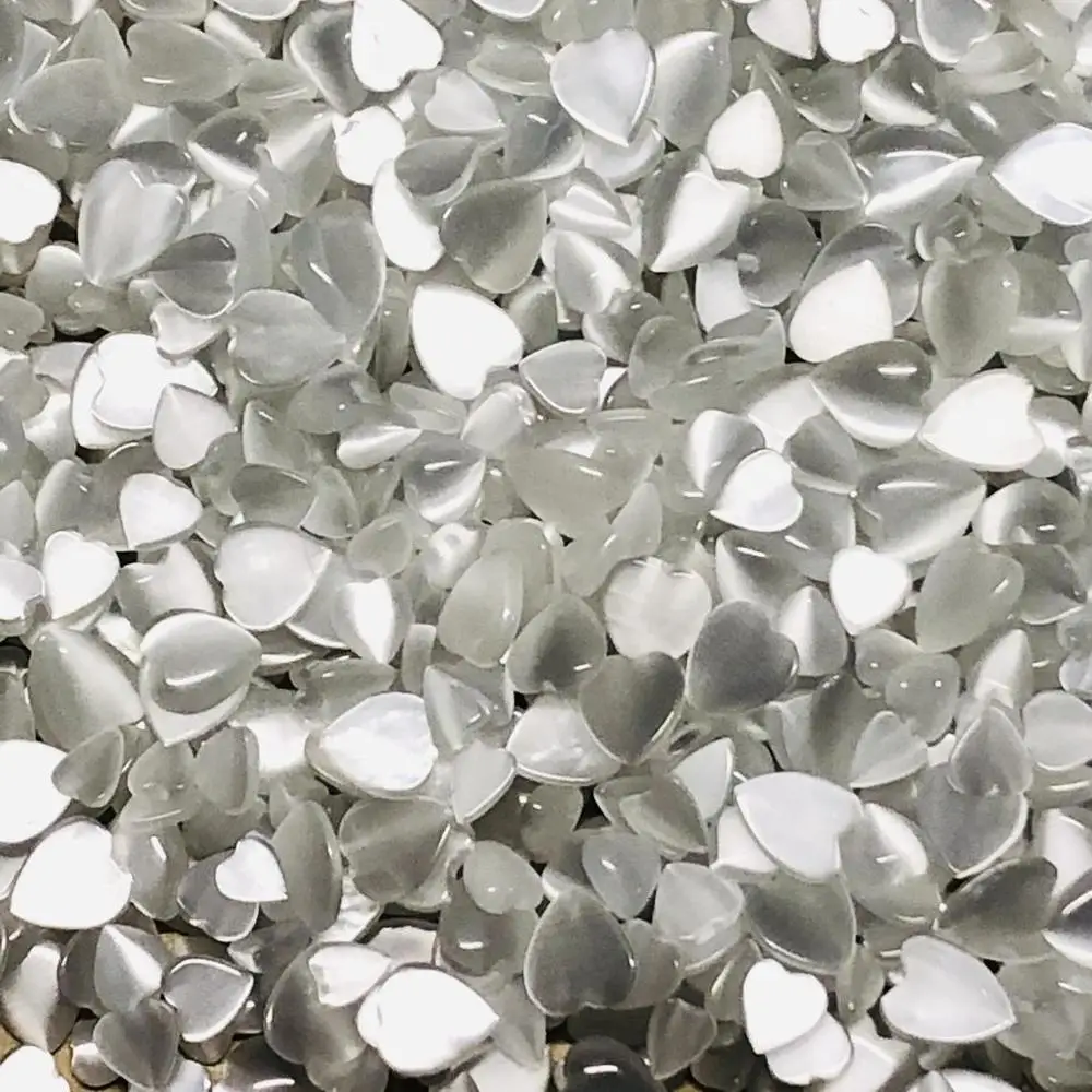 

6mm/8mm/10mm ice transparent 50Pcs Heart Cat Eye heart-shaped opal nail art jewelry opal flat bottom diamond glass diamond