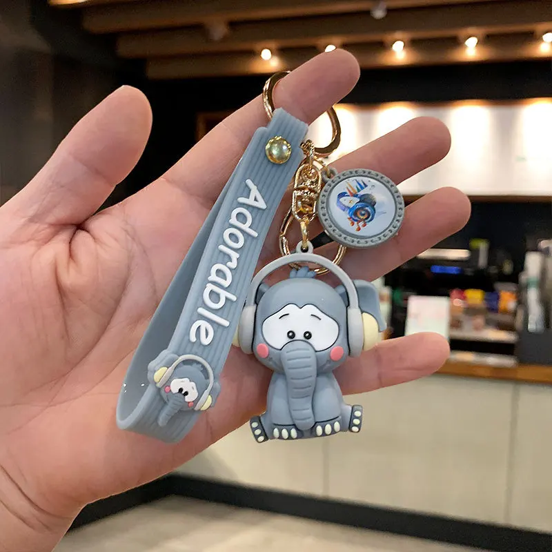 

Cute Big eye Elephant Headset Bruin Keychains Cute elephant Key chain silicone cartoon animal key ring bag pendant pendant Hot