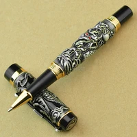 jinhao elegant dragon phoenix rollerball pen metal carving embossing heavy pen great gray black for writing rollerball pen