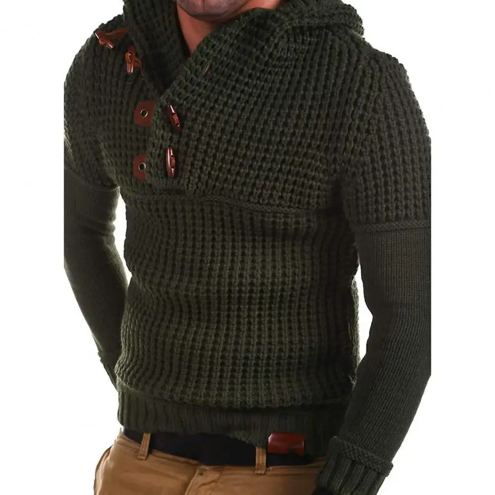 

Pullover Sweaters Retro Buckle Solid Color Knitted Plaid V-neck Ribbing Cuffs Hoodies Clothes for Winter