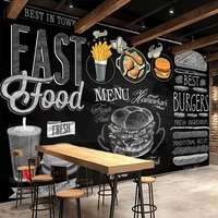 custom mural wallpaper blackboard hand painted hamburger fried chicken poster delicious fast food shop restaurant wall painting