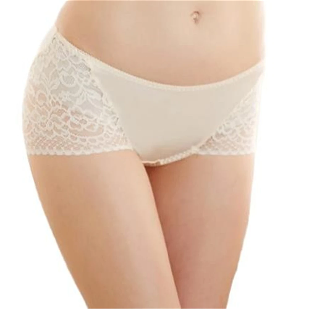 

Women Breathable Knickers Lady Silk Underpants Lady Seda Bragas Knickers Woman Oversize Mid Silk Panties Female Lace Short Pants