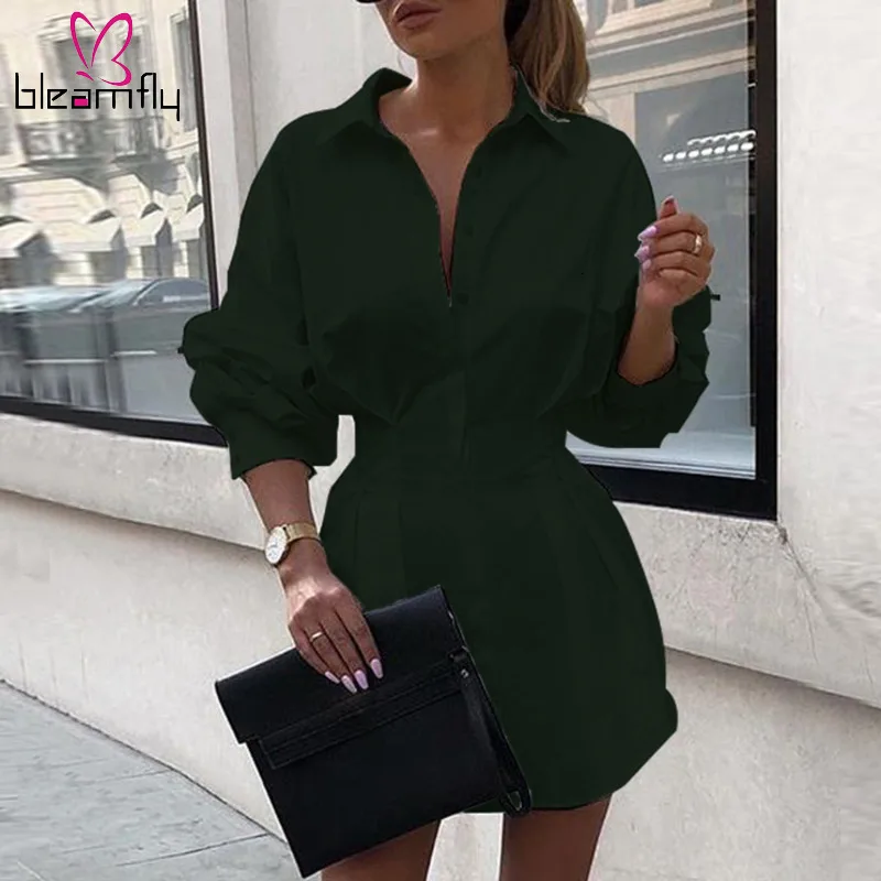 Женский элегантный стильный отложной воротник талия тонкая кнопка Ol офис