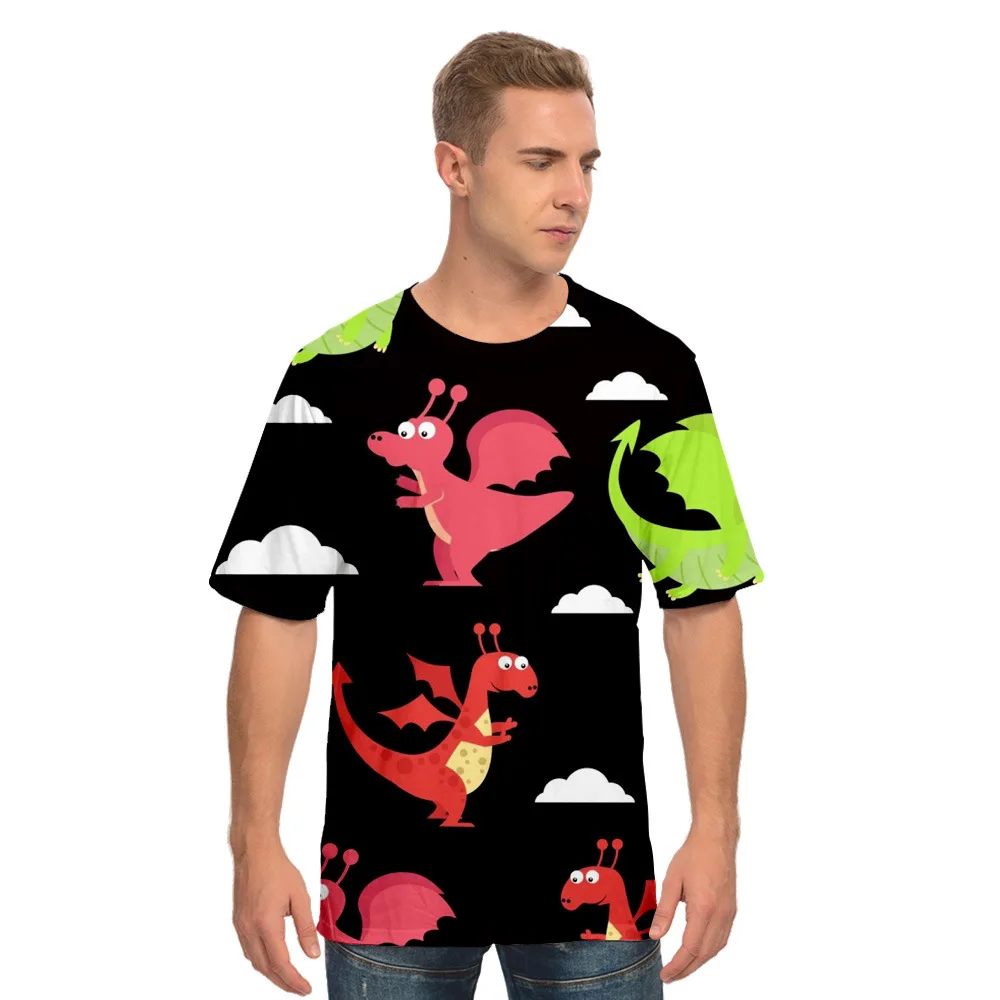 

2021 New Cartoon dinosaur T shirt Harajuku Streetwear 3D T shirt Streetwear Harajuku Short Sleeve Men/Women T shirt Clothes