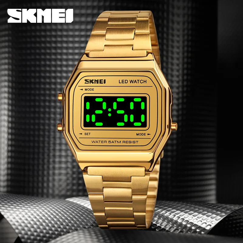 

Sport Digital Watch Men Top Luxury SKMEI Wrist Watch Fashion Stainless Steel Strap Waterproof Bracelet Business Men's Watches