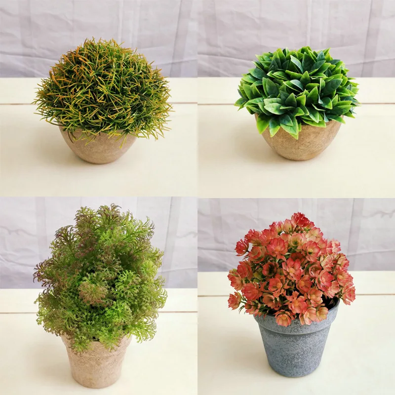 INS ветер искусственное растение маленький горшок кактус шар зеленая