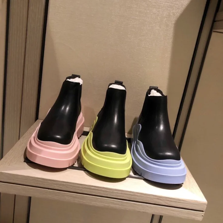 

2022 new spring and autumn women's pull-on thick-soled boots, women's boots, women's high-top shoes