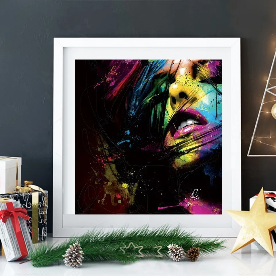 AZQSD Diamond Mosaic Cross Stitch Colorful Woman 5d Diy Painting Portrait Handmade Gift Embroidery Home Decor | Дом и сад
