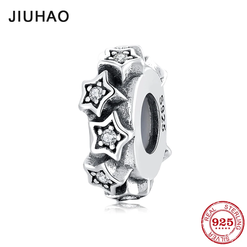 Новый 925 пробы Серебряный Прозрачный CZ Звезда Сделай Сам тонкая прокладка пробки