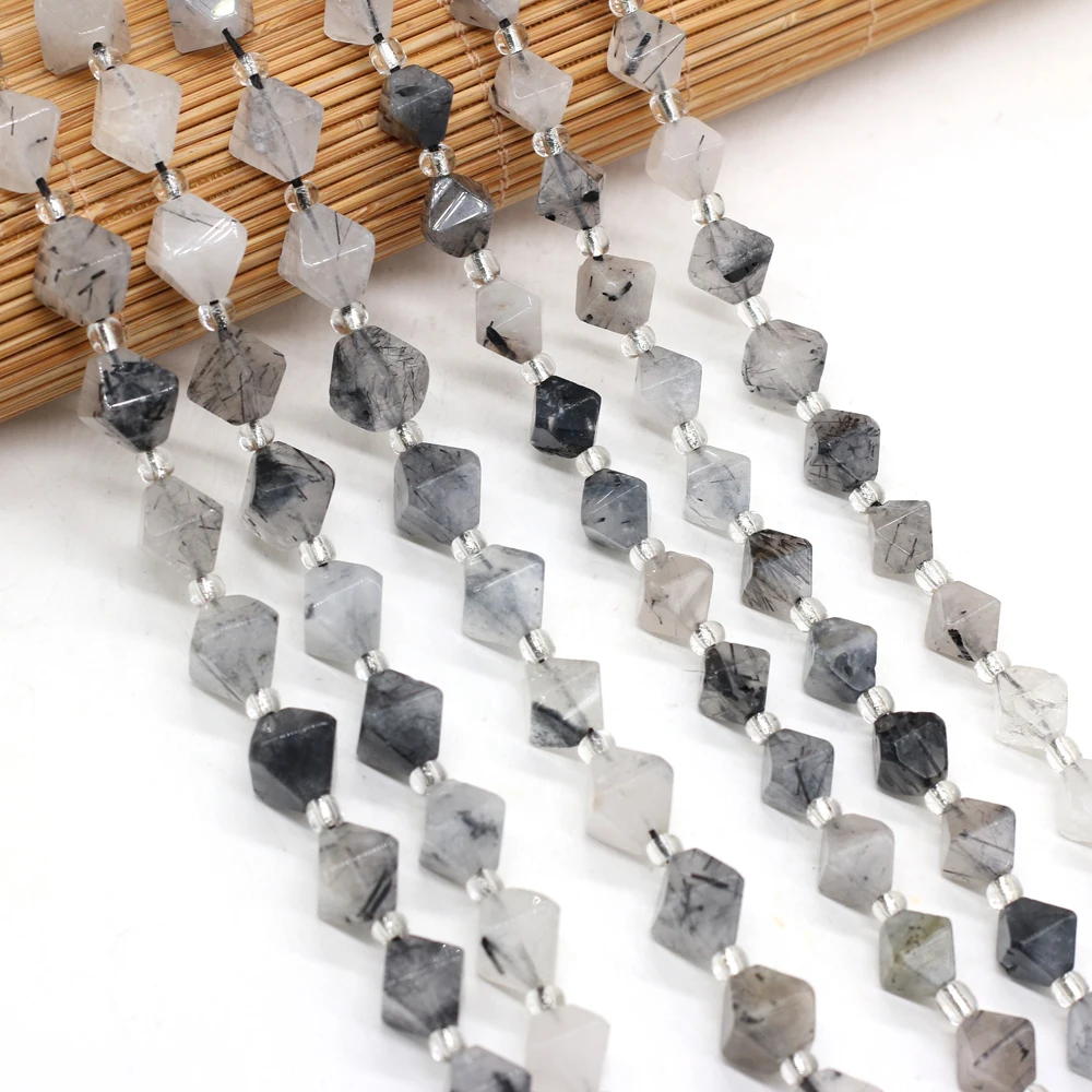 

Hot Sale Natural Black Crystal Semi-precious Stones Irregular Diamond-shaped Beaded Boutique Making DIY Fashion Necklace Jewelry