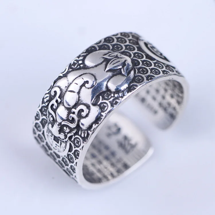 Мужское и женское серебряное кольцо S999 с сутрой буддистского сердца