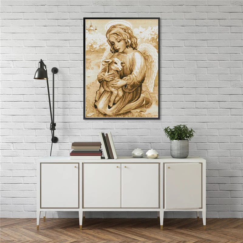 Joy Sunday Angel and Lamb картины вышивки крестом Холст 11CT 14CT вышивка рукоделие Наборы вышивки крестом поделка рукоделие