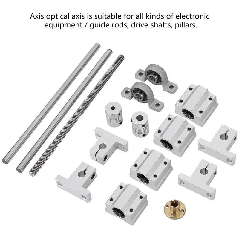

T8 Lead Screw Kit with Shaft Coupling 400mm Horizontal Optical Axis 8mm Lead Screw Dual Rail Slide 3D Print Accessories