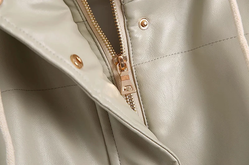 2022PU Faux Leather Long Parka Coat Hooded Single Breasted Waistcoats Women Winter Warm Thick Cotton Vest Casual Loose Outerwear