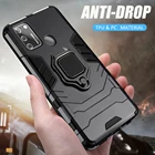 Противоударный чехол-накладка для смартфона Huawei Honor 9A, с кольцом-держателем, с магнитом, черныйсинийкрасный