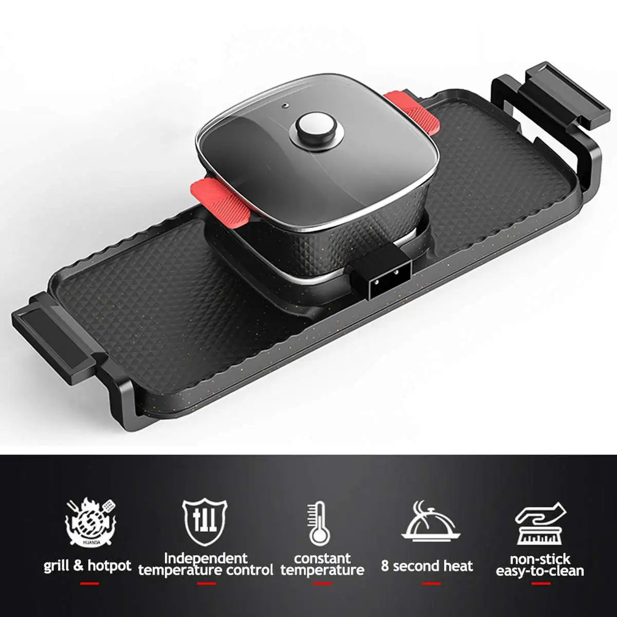 

3 in 1 220V Electric Hot Pot Oven Smokeless Barbecue Machine Home BBQ Grills Two Side Roast Meat Dish Plate Multi Cooker 1500W