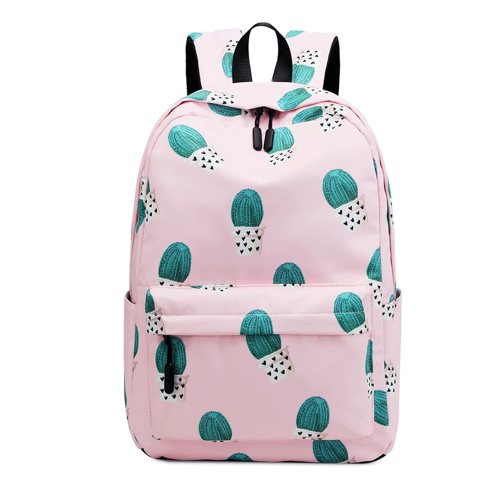 Водонепроницаемые женские рюкзаки с принтом кактуса вместительный белый