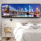 Современный пейзаж, плакат, ночное виденье, Бруклинский мост, принты, Нью-Йорк, холст, живопись, настенная живопись, художественный Декор