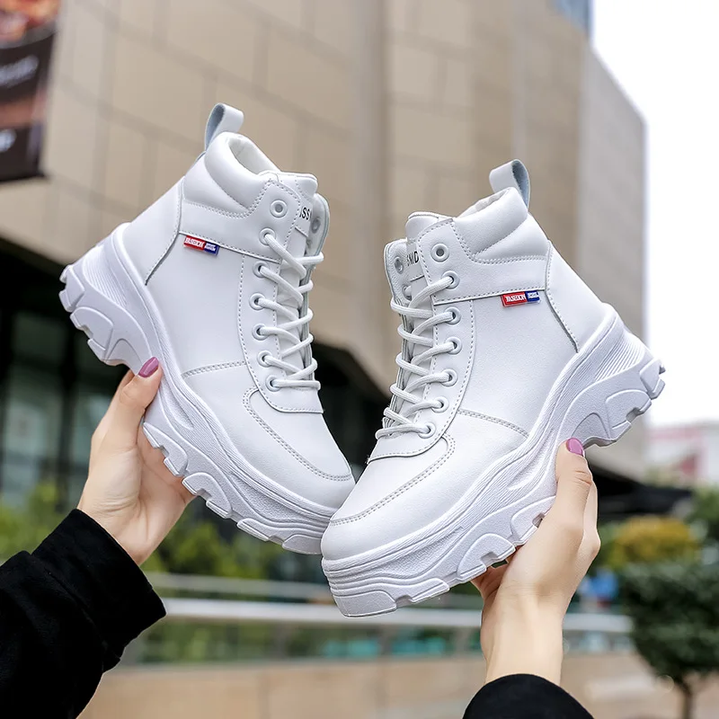 

Martens Boots Women's British Style Autumn Thin Leather Surface 2020 Mid Boots Chunky Heel Motorcycle Boots